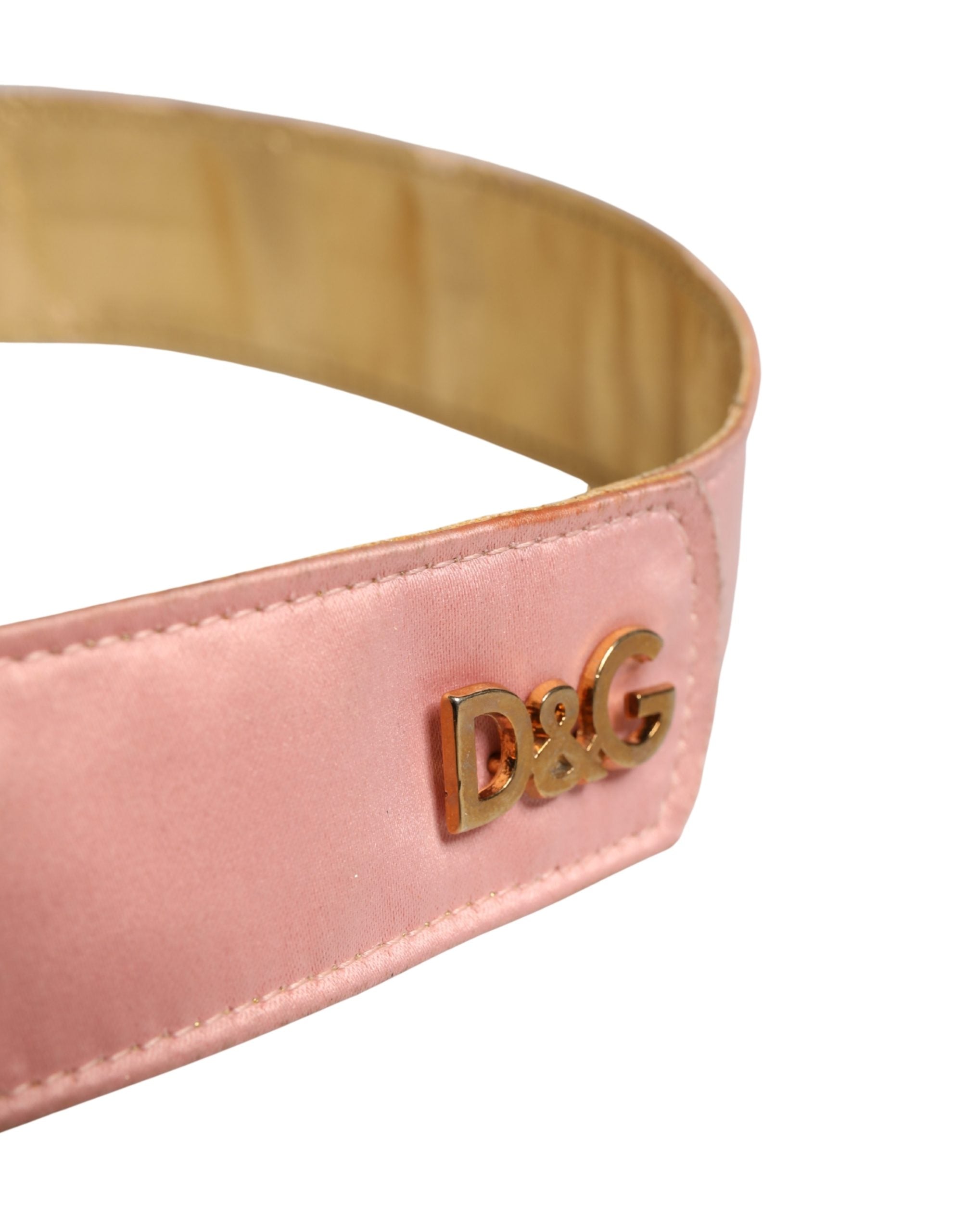 Dolce & Gabbana Pink Satin Leather Oval Metal Buckle Belt