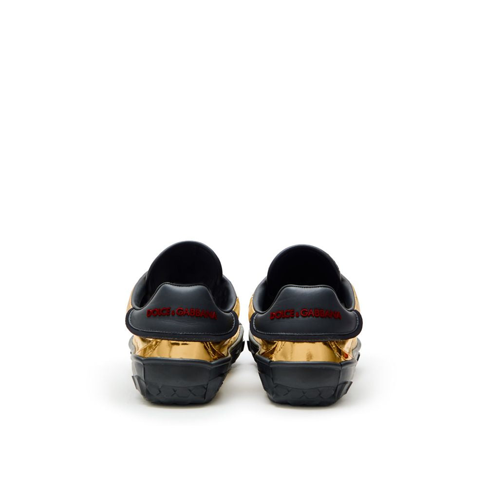 Dolce & Gabbana Gold Leather Low Top Sneakers