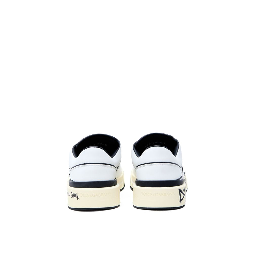 Dolce & Gabbana White Leather Low Top Sneakers