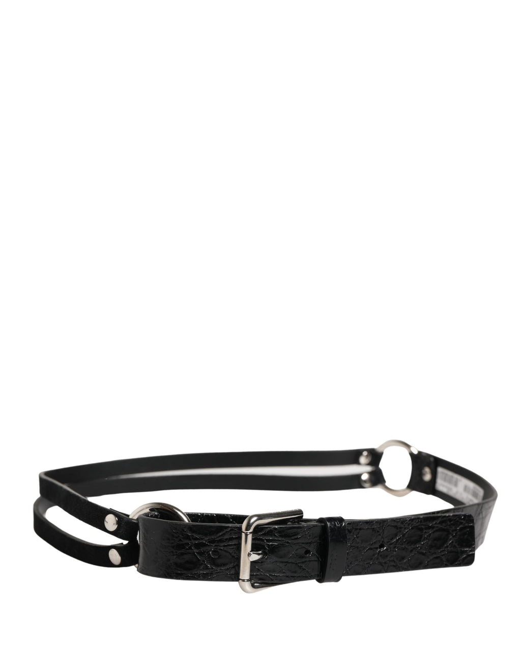 Dolce & Gabbana Black Exotic Leather Silver Metal Buckle Belt