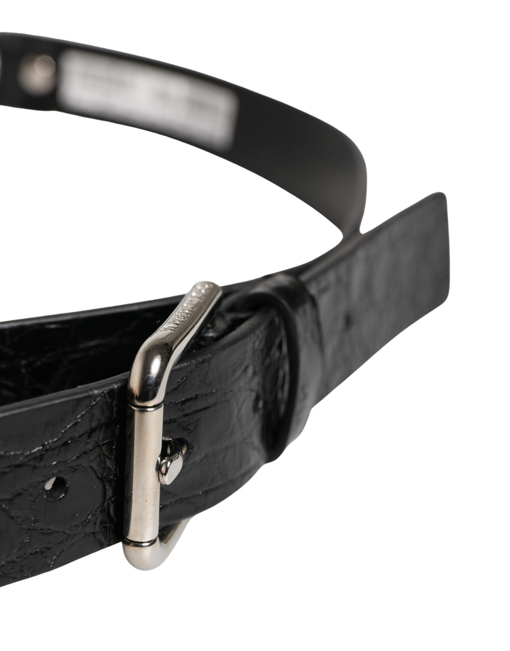 Dolce & Gabbana Black Exotic Leather Silver Metal Buckle Belt