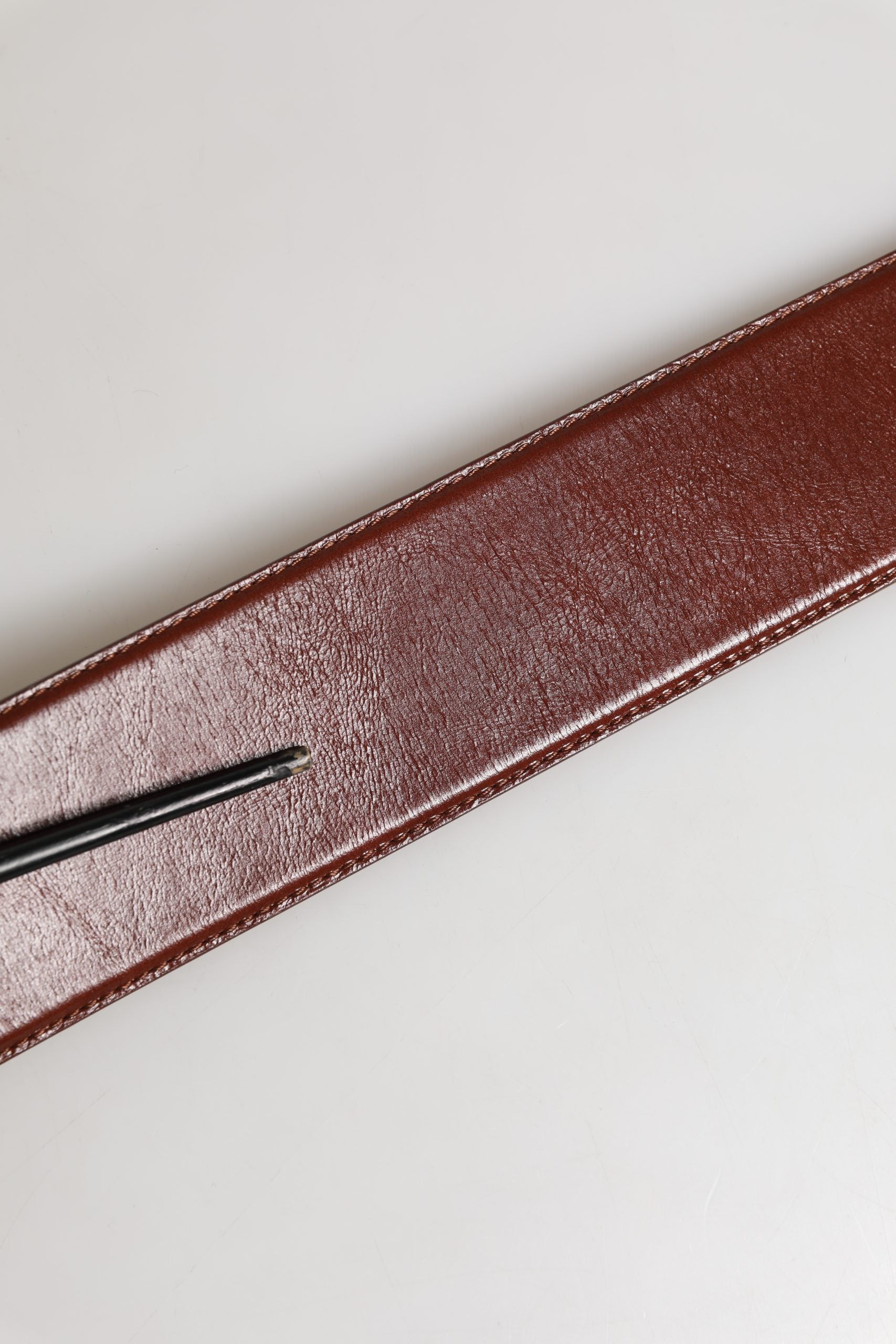 Dolce & Gabbana Brown Leather Waist Gold Metal Buckle Belt