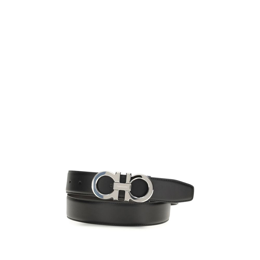Ferragamo Black Calf Leather Bos Taurus Regular Belt