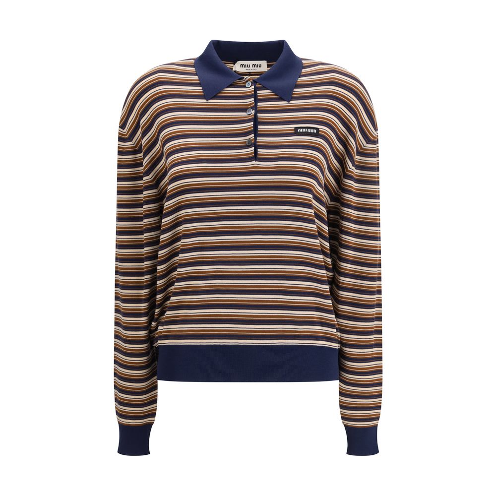 Miu Miu Brown Fleece Wool Polo Shirt
