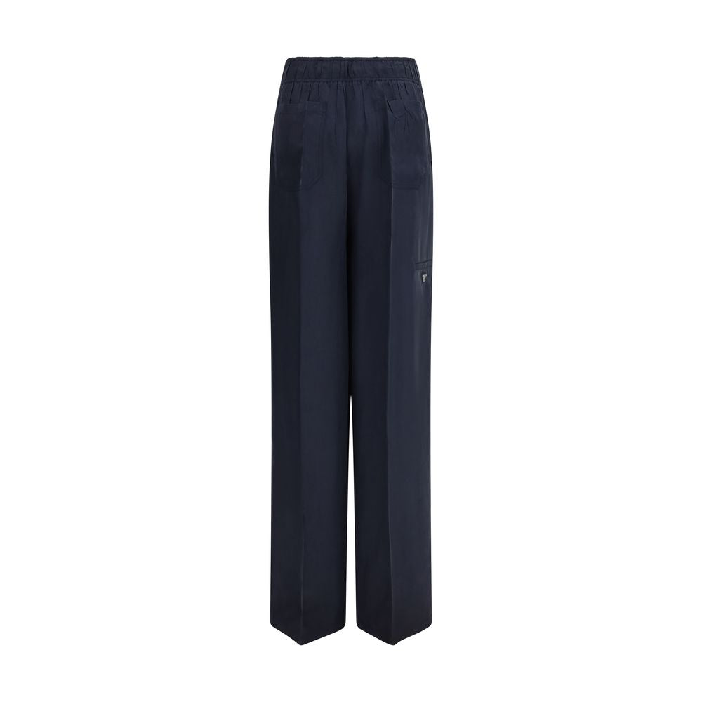 Prada Blue Silk Casual Pants
