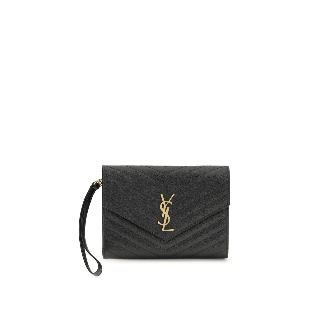 Saint Laurent Black Calf Leather Bos Taurus Clutch Bag