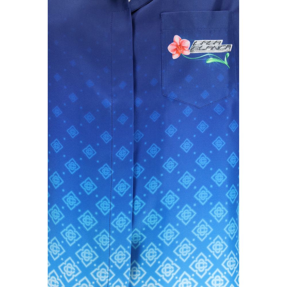 Casablanca Blue Silk Polo Shirt