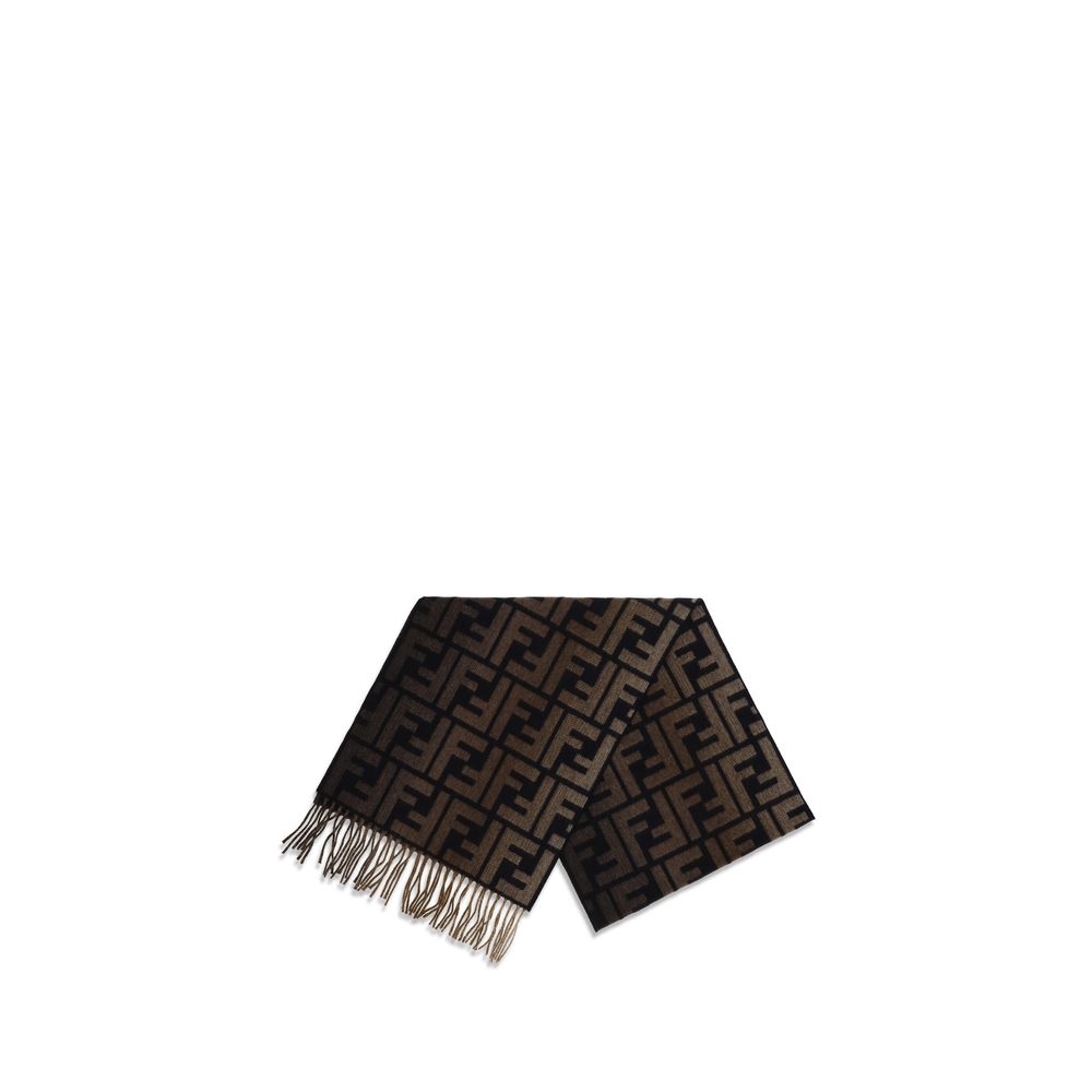 Fendi Brown Fleece Wool Scarf