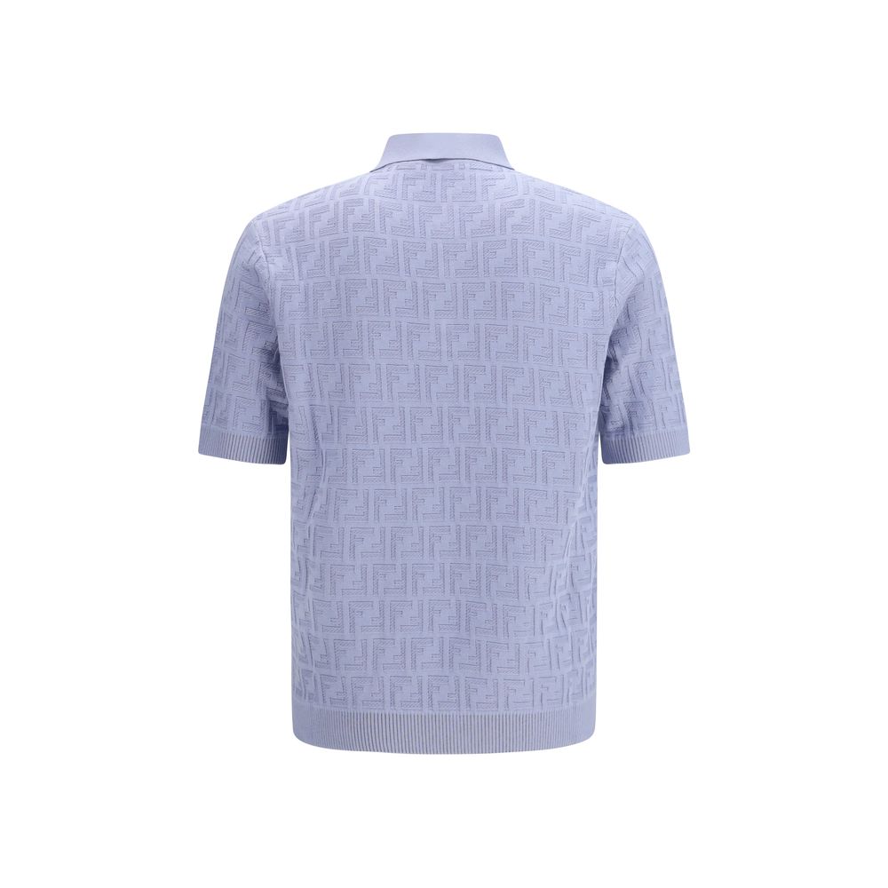 Fendi Blue Cotton Polo Shirt