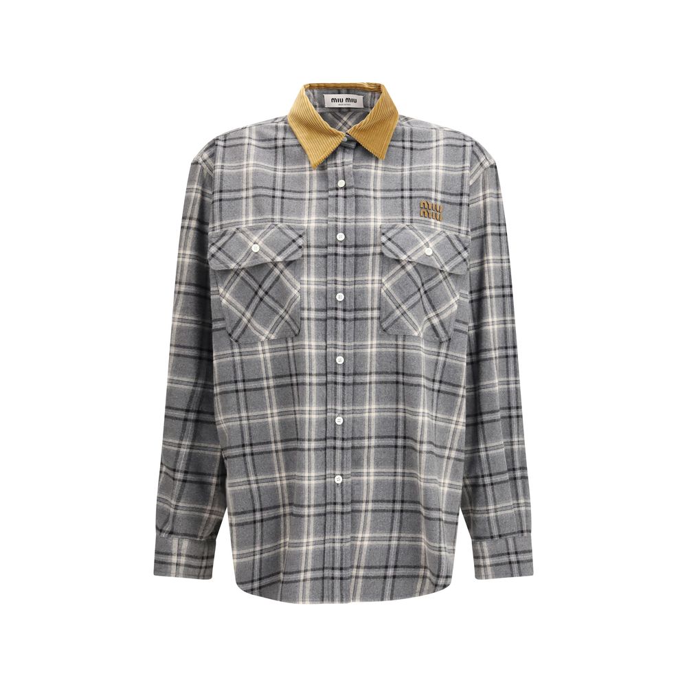 Miu Miu Gray Cotton Pattern Shirt