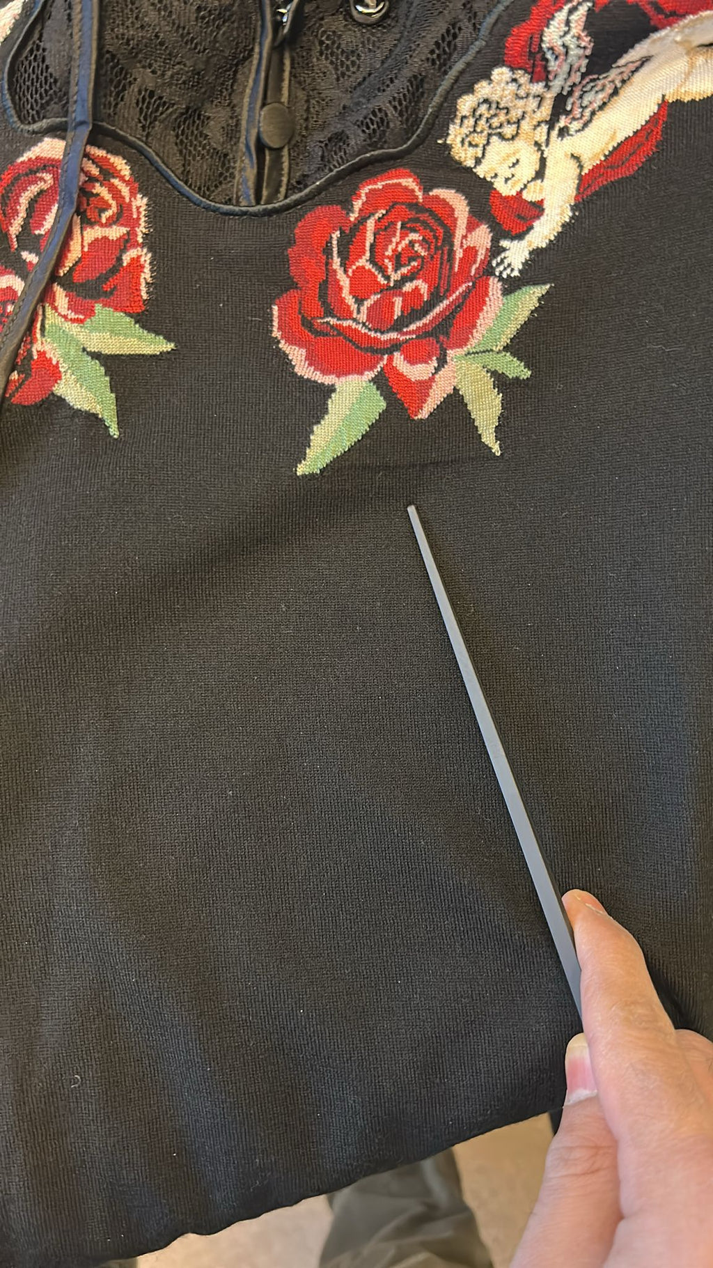Dolce & Gabbana Black Lace Angel Roses Cardigan Sweater