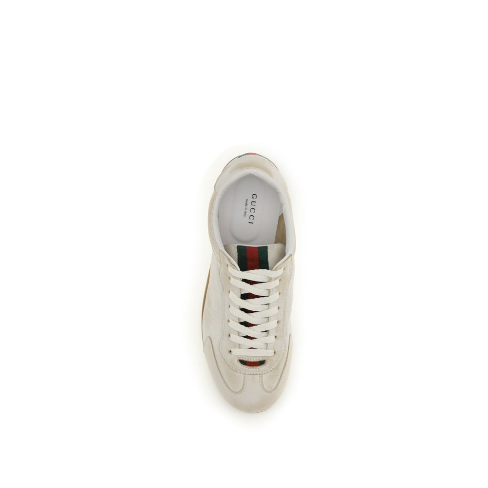 Gucci White Calf Leather Bos Taurus Low Top Sneakers