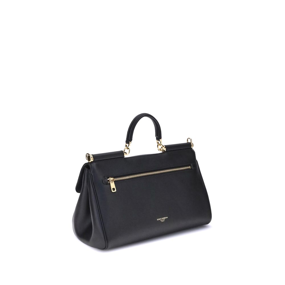 Dolce & Gabbana Black Calf Leather Bos Taurus Handbag