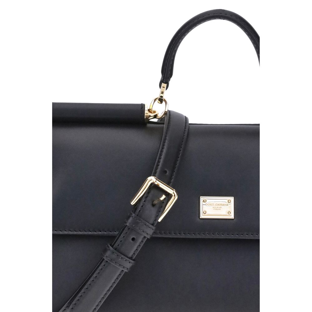 Dolce & Gabbana Black Calf Leather Bos Taurus Handbag