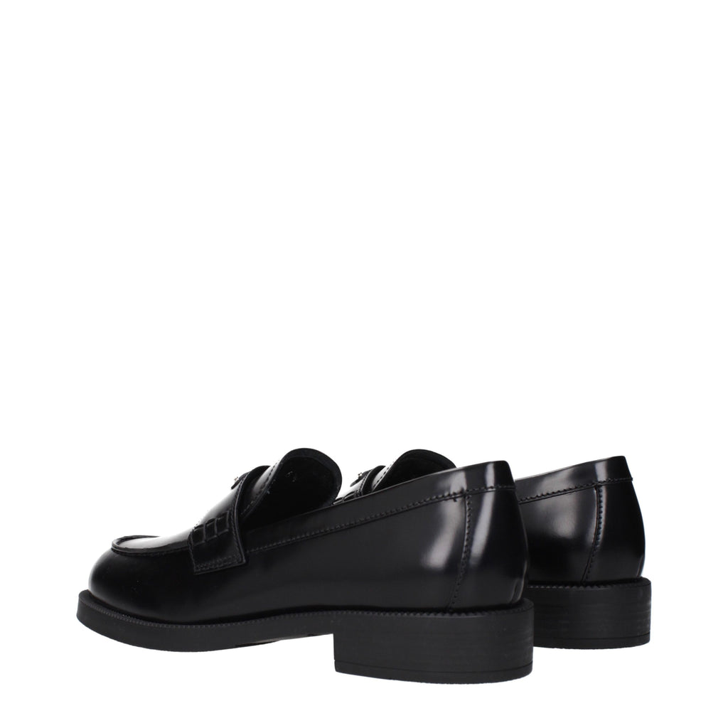 Prada Black Leather Slip-On Loafers