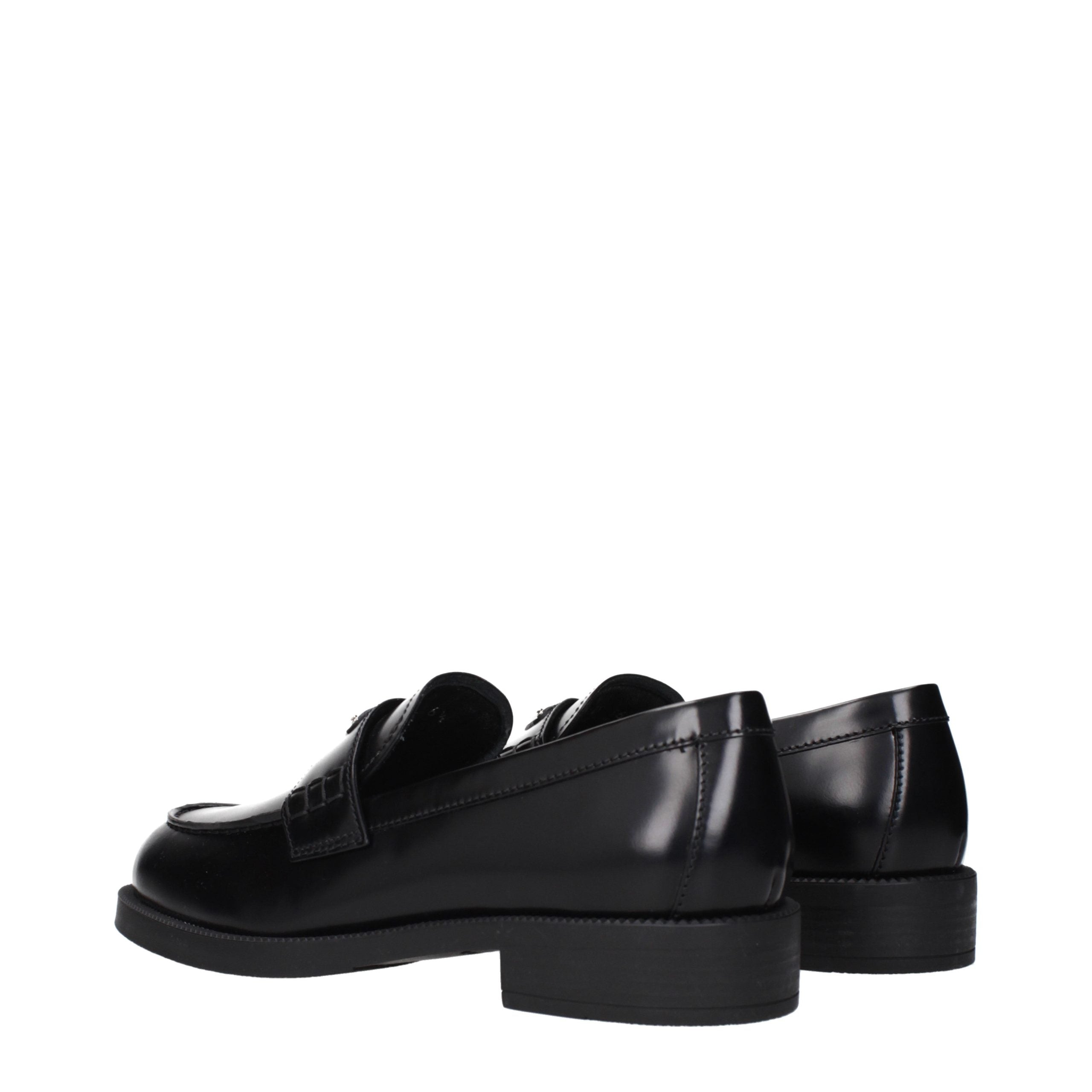 Prada Black Leather Slip-On Loafers