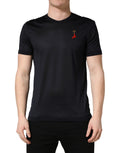 Dolce & Gabbana Dark Blue DG Logo Silk Men Crew Neck T-shirt