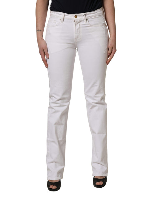 7 For All Mankind White Mid Waisted Skinny Denim Trouser Jeans