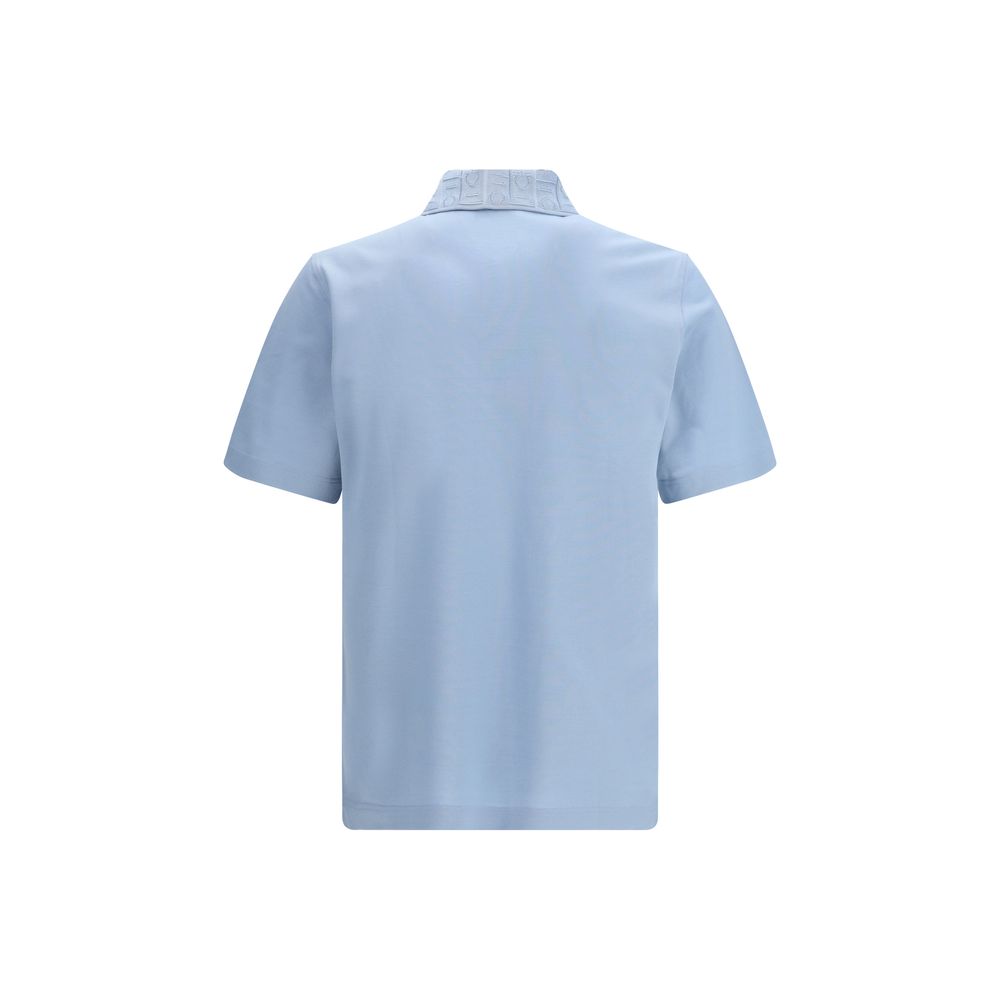 Ferragamo Blue Cotton Polo Shirt