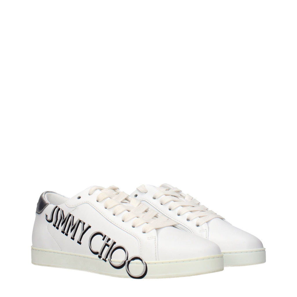 Jimmy Choo White Leather Low Top Sneakers