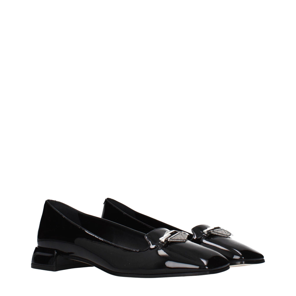 Jimmy Choo Black Leather Slip-On Loafers