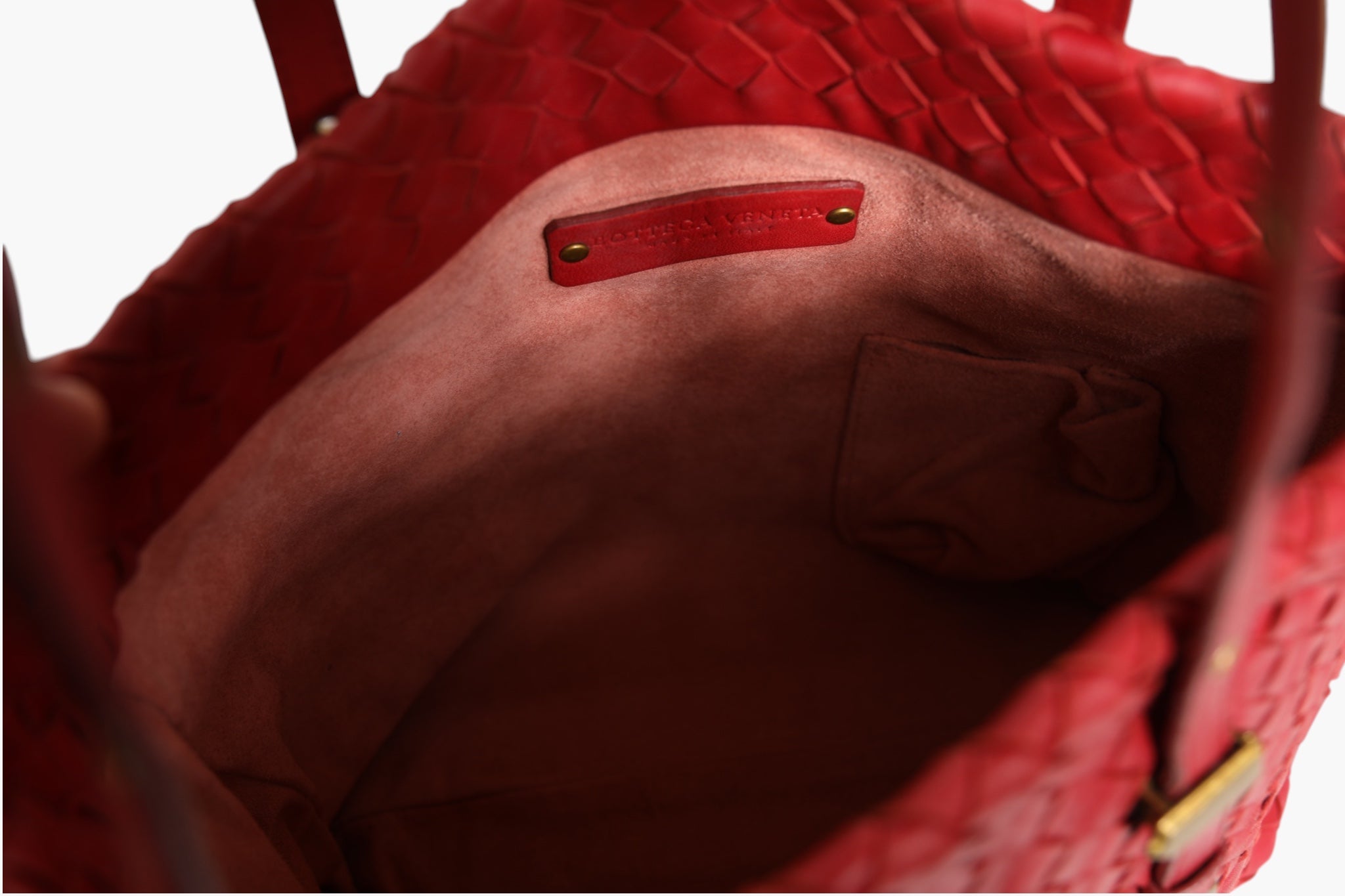 Bottega Veneta Red Intrecciato Leather Tote Bag