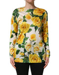 Dolce & Gabbana Yellow Rose Floral Long Sleeves Blouse Top