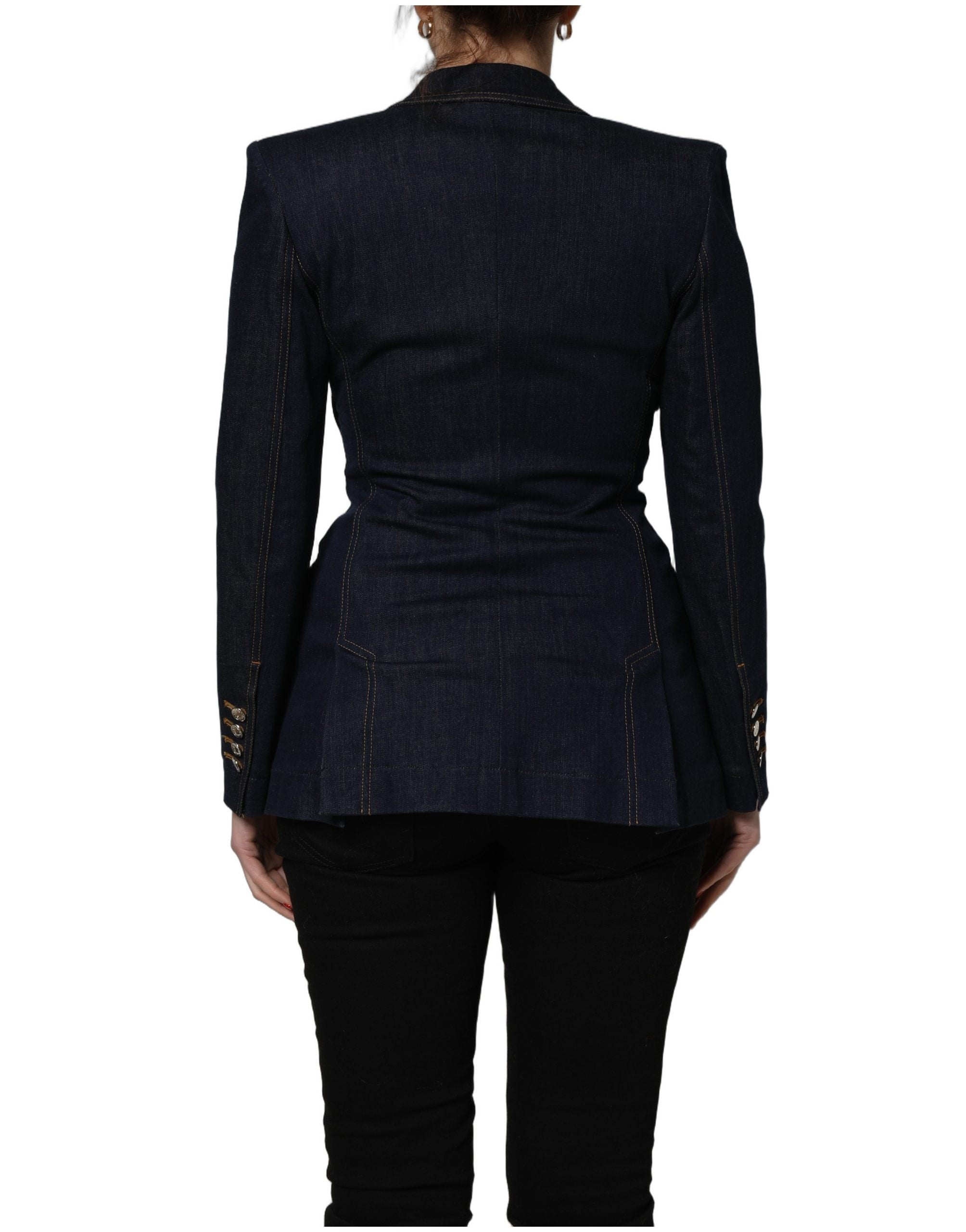 Dolce & Gabbana Blue Single-Breasted Denim Blazer Jacket