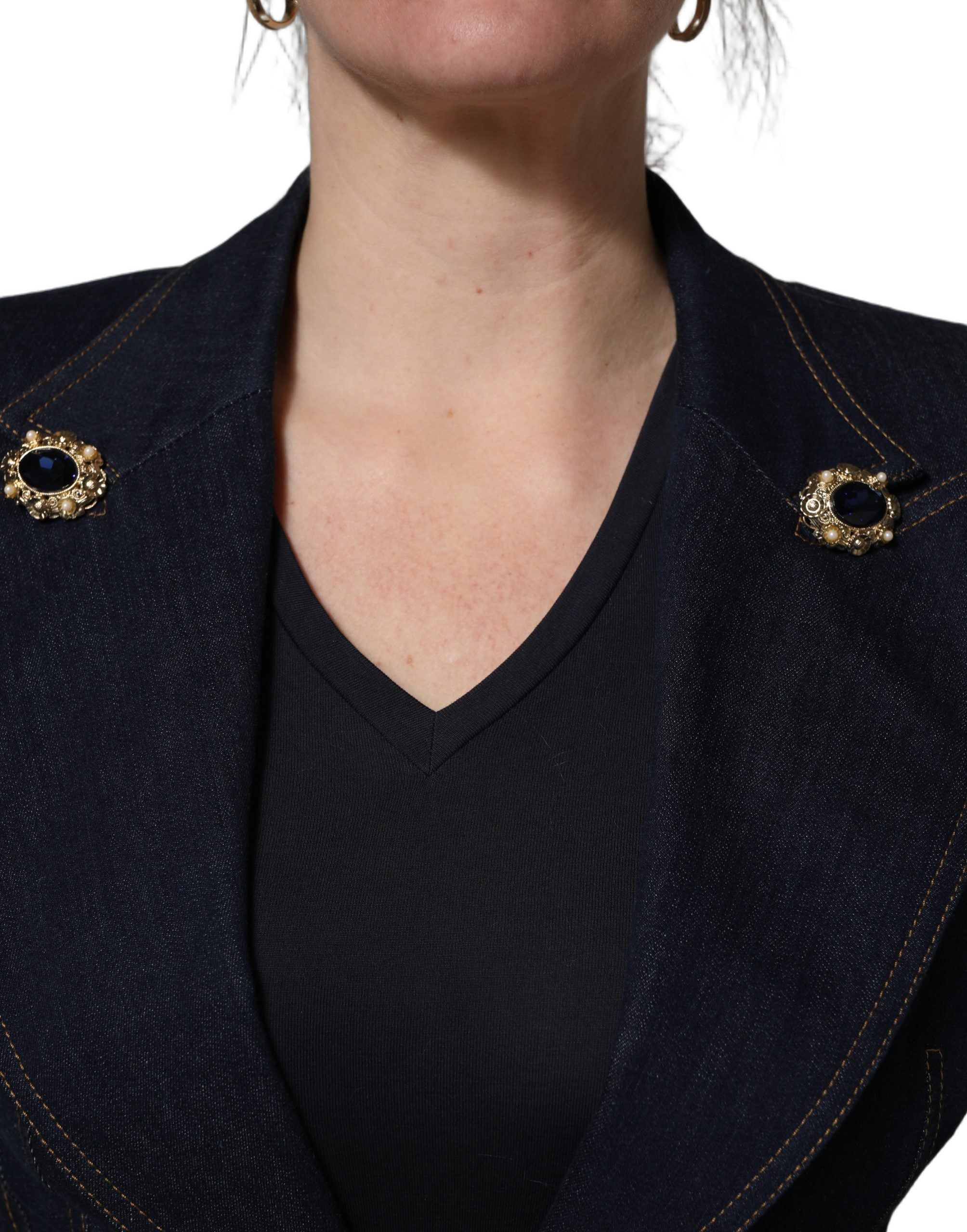 Dolce & Gabbana Blue Single-Breasted Denim Blazer Jacket