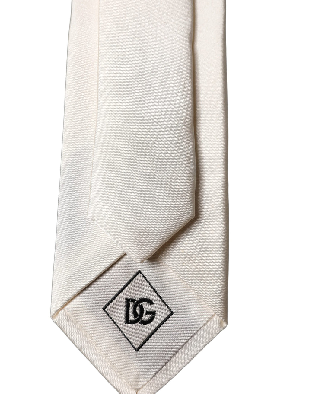 Dolce & Gabbana Off White DG Embroidery Silk Adjustable Men Necktie Tie