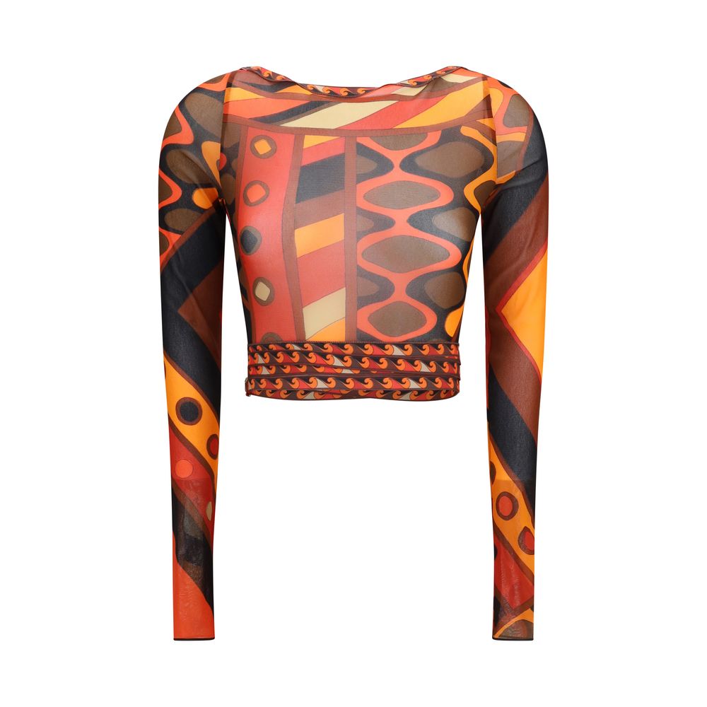Emilio Pucci Orange Polyamide Pattern Shirt