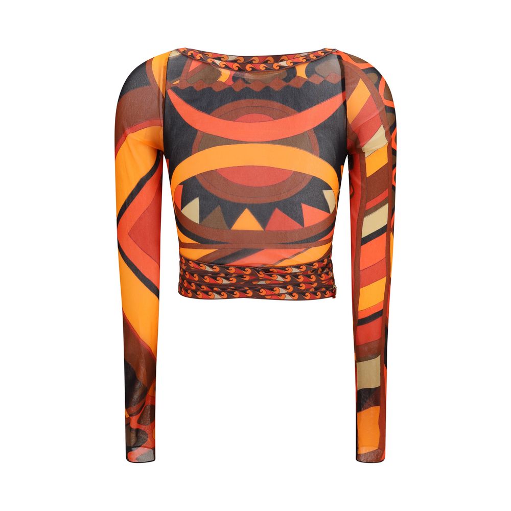 Emilio Pucci Orange Polyamide Pattern Shirt