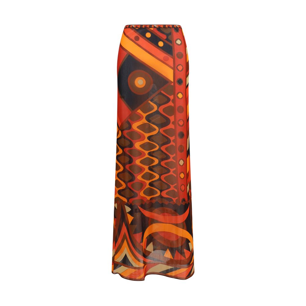 Emilio Pucci Orange Polyamide Long Skirt