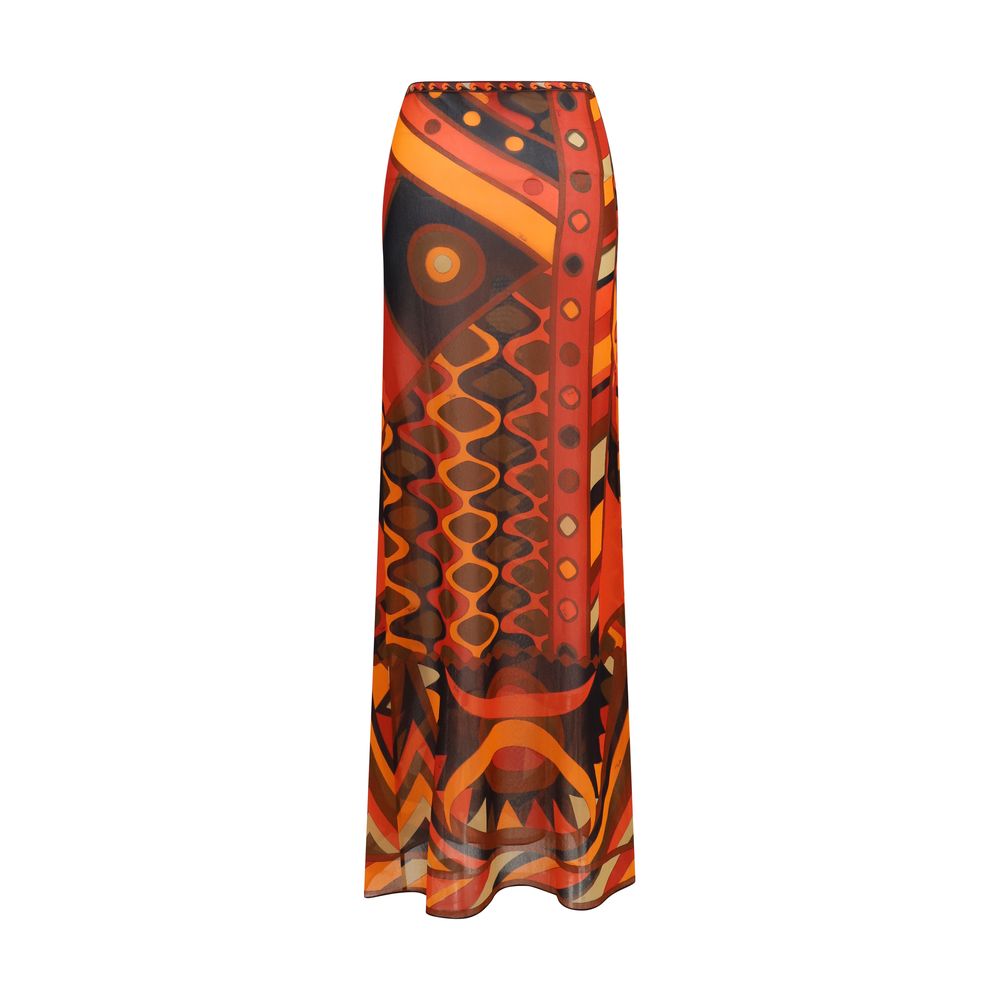 Emilio Pucci Orange Polyamide Long Skirt