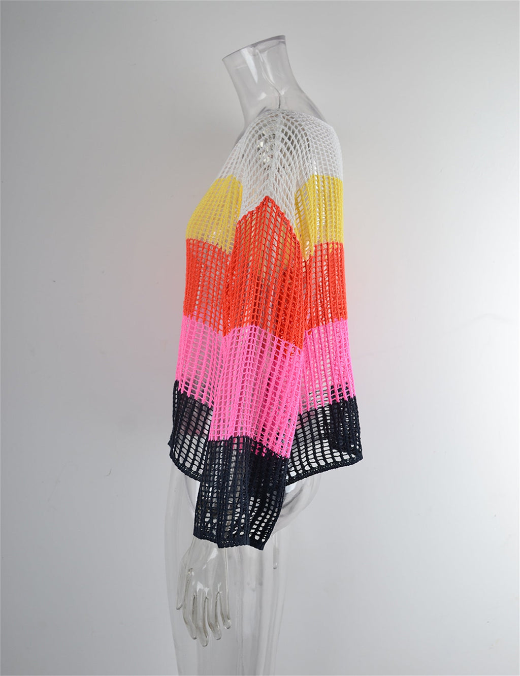 Summer Cutout Blouse Holiday Knitwear Long Sleeve Sun Protection Overshirt Rainbow Shirt