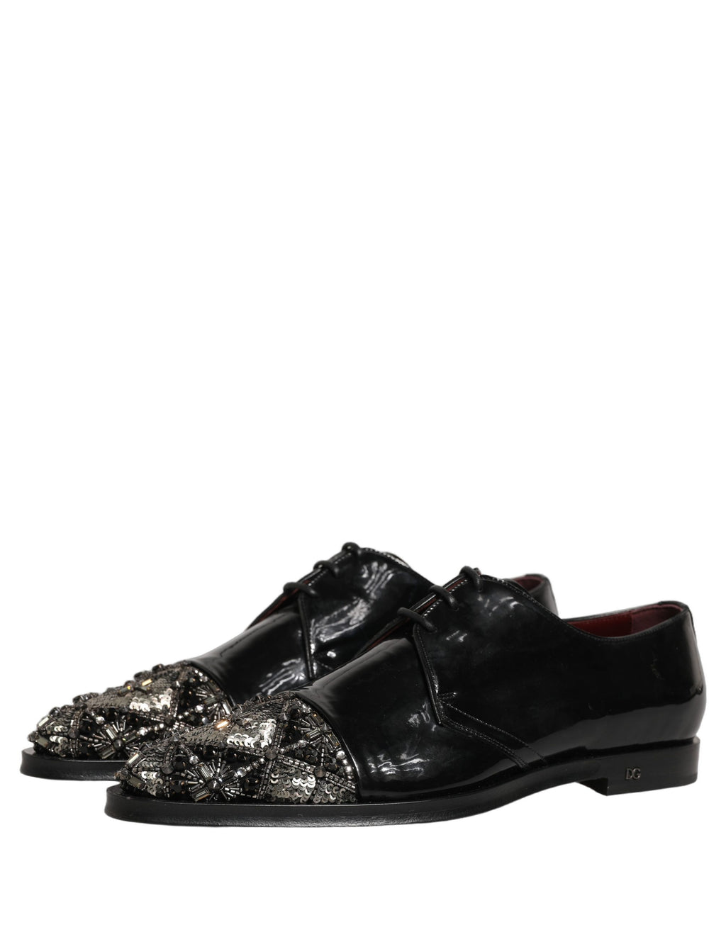 Dolce & Gabbana Black Embellished Men Derby Dress Formal Shoes