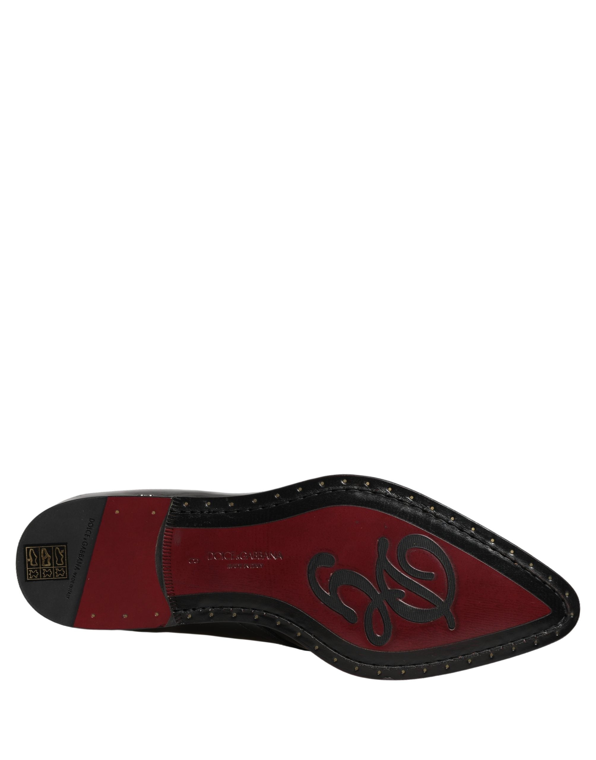Dolce & Gabbana Black Embellished Men Derby Dress Formal Shoes