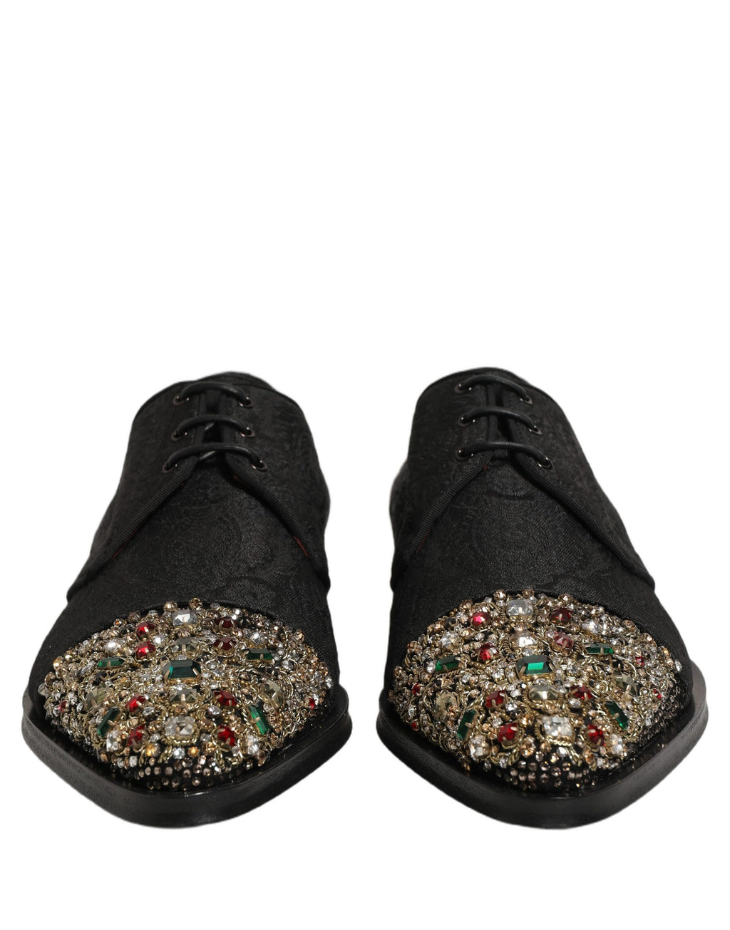 Dolce & Gabbana Black Embellished Men Derby Dress Formal Shoes