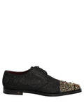 Dolce & Gabbana Black Embellished Men Derby Dress Formal Shoes
