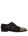 Dolce & Gabbana Black Sequin Embellished Men Derby Dress Shoes
