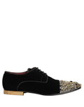 Dolce & Gabbana Black Suede Embellished Derby Dress Shoes