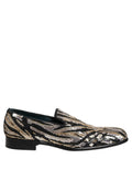 Dolce & Gabbana Gold Striped Sequin Embellished Loafer Shoes