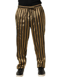 Dolce & Gabbana Gold Black Stripes Satin Tapered Leg Pants