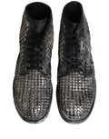 Dolce & Gabbana Black Leather Runway Studs Ankle Boots Shoes