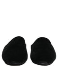 Dolce & Gabbana Black Suede Slides Flat Slipper Men Shoes