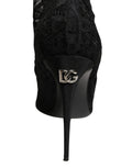 Dolce & Gabbana Black Taormina Lace Socks Boots Pumps Shoes
