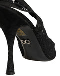 Dolce & Gabbana Black Lace Pointed Toe Slingback Pumps Shoes