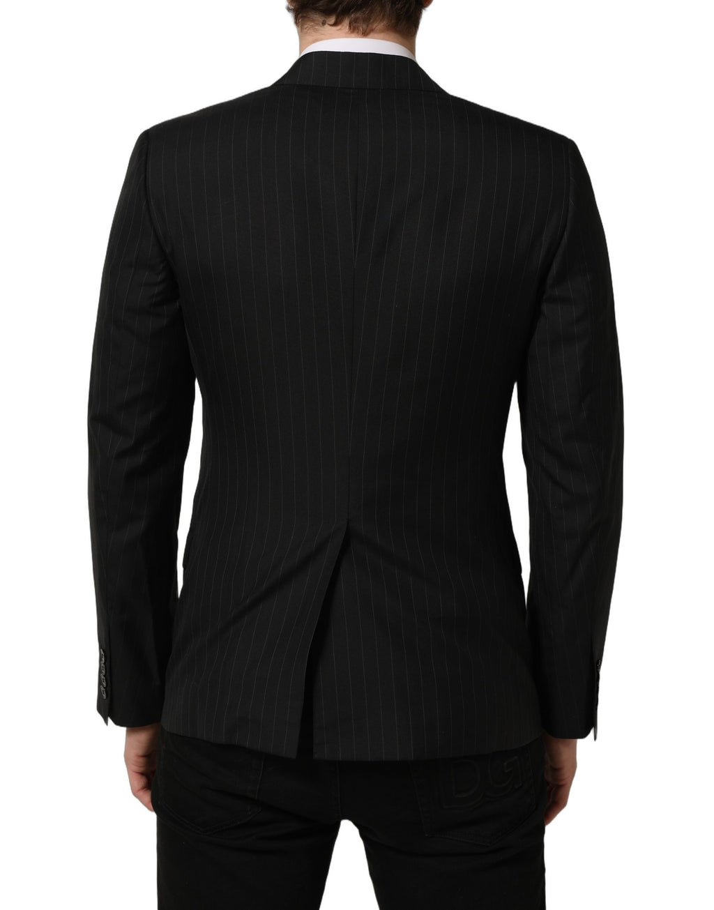 Dolce & Gabbana Black Stripes Wool Single Breasted Blazer
