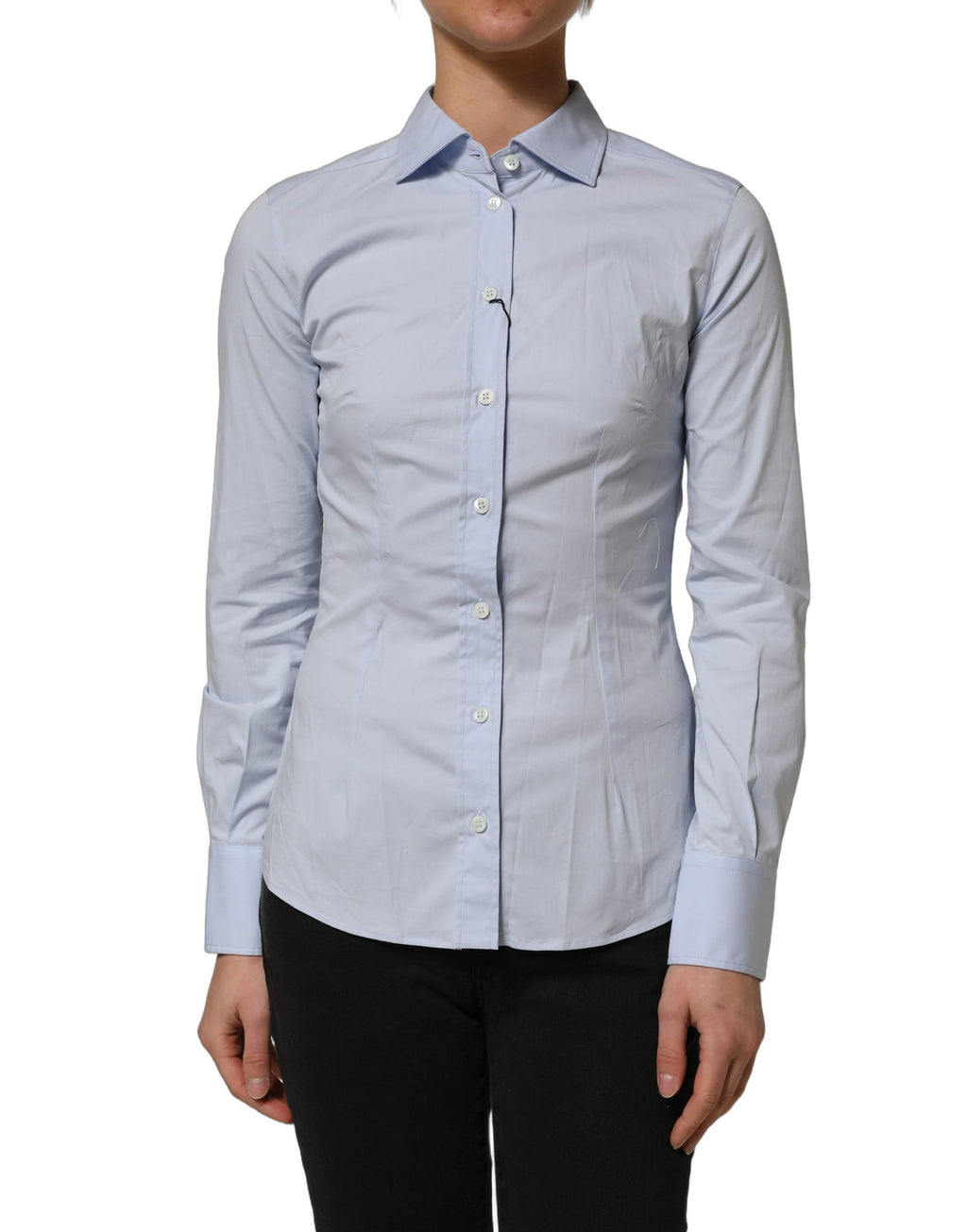 Dolce & Gabbana Blue Collared Long Sleeves Dress Shirt Top