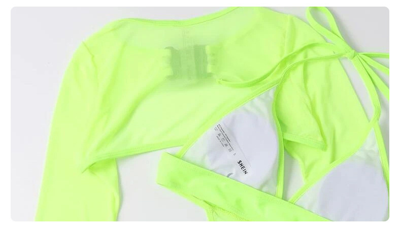 Solid Color Sexy Halter Multi Color Long Sleeve Blouse Sexy Swimsuit